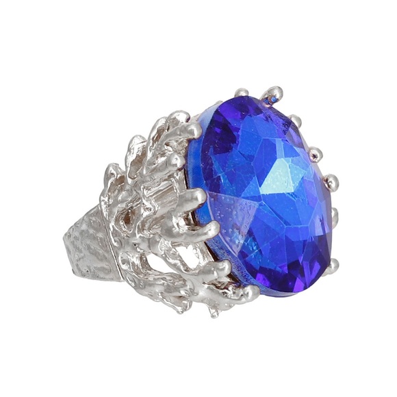Royal Blue Crystal Silver Branch Ring - Picture 2 of 2